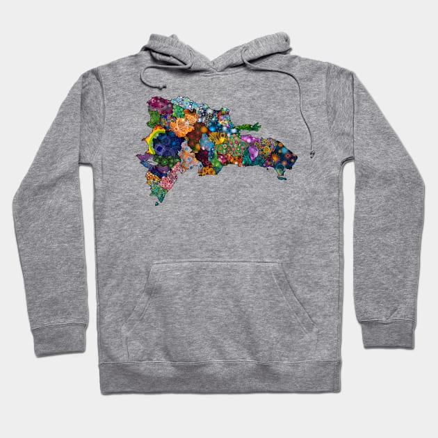 Spirograph Patterned Dominican Republic Provinces Map Hoodie by RachelEDesigns